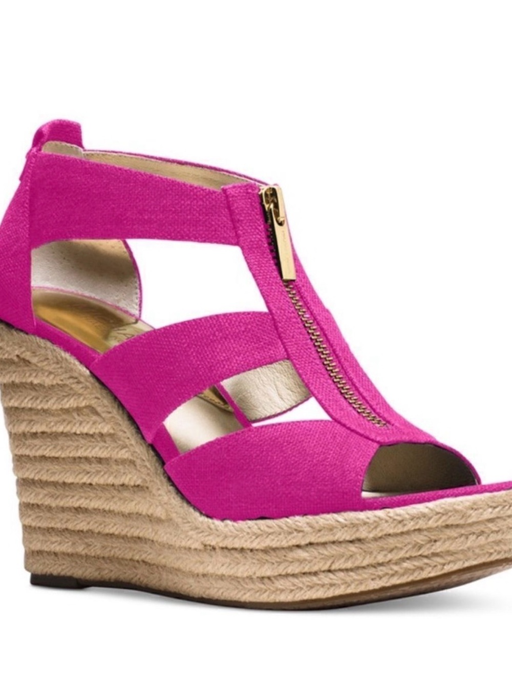 Michael Kors damita wedge canvas fuschia 7.5